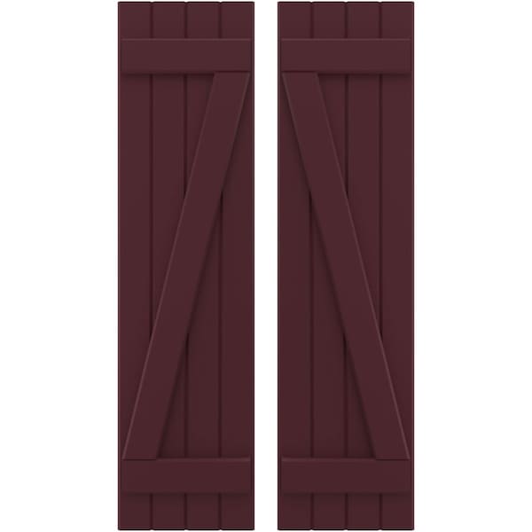 Ekena Millwork Americraft 4-Board (2 Batten) Wood Joined Board-n-Batten Shutters w/ Z-Bar, ARW102BB414X77WRH, PR ARW102BB414X77WRH - main
